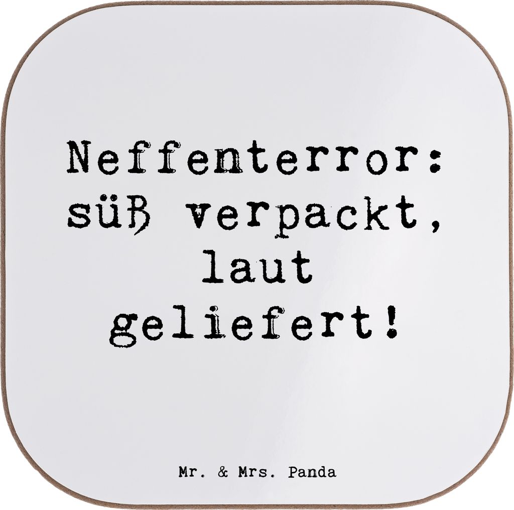 Mr. & Mrs. Panda Personalisierter Untersetzer Neffe Chaos - Weiß - Geschenk, Bierdeckel Personalisiert, Geburtstage, PErsonalisierte, Herz, Famili...