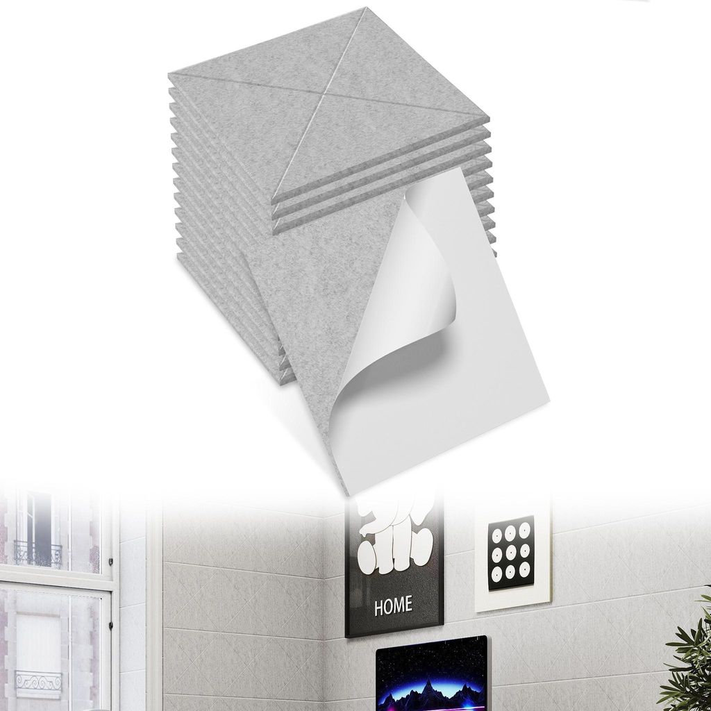 UISEBRT 12x Akustikplatten 30x30cm X-Muster Hellgrau, Schallschutz Wandpaneele, Hochdichte Schalldämmung, Schallabsorber für Heimkino Studio Büro