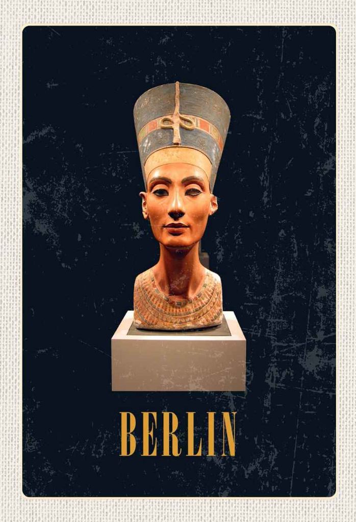 vianmo Holzschild 30x20 cm Berlin DE Museum Nefertiti Bust Bildmotiv Reisemotiv Abenteuer Reisen