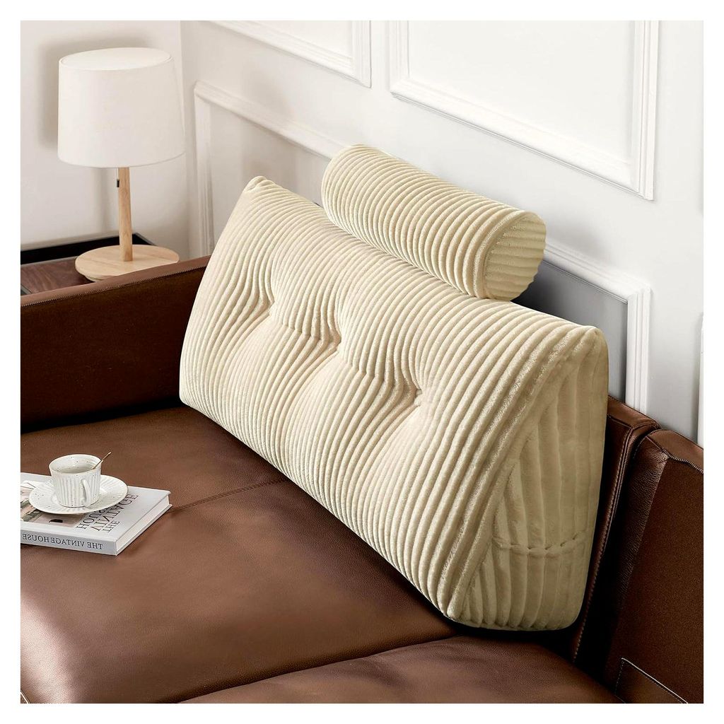 Großes Keil-Rückenkissen, Kopfteil, dreieckige Auflage, Lesekissen, Lendenwirbelstützkissen, Taillen-Rückenlehne, weiches Sofa, Tagesbett, Posi...