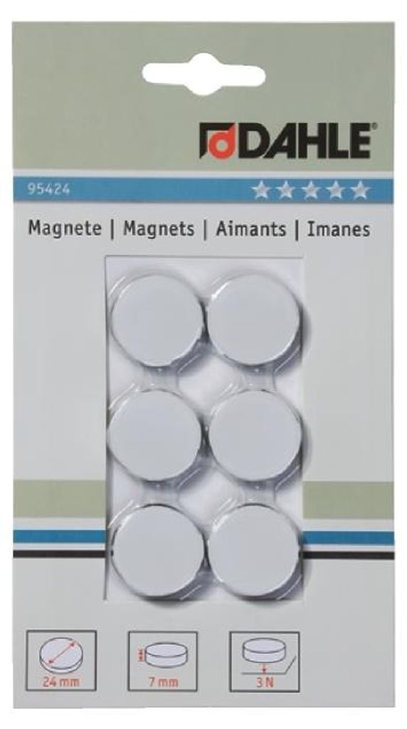 Dahle 95424, Magnet na tabuli, Bílá, 24 mm, 24 mm, 7 mm, 6 Obrázek produktu 