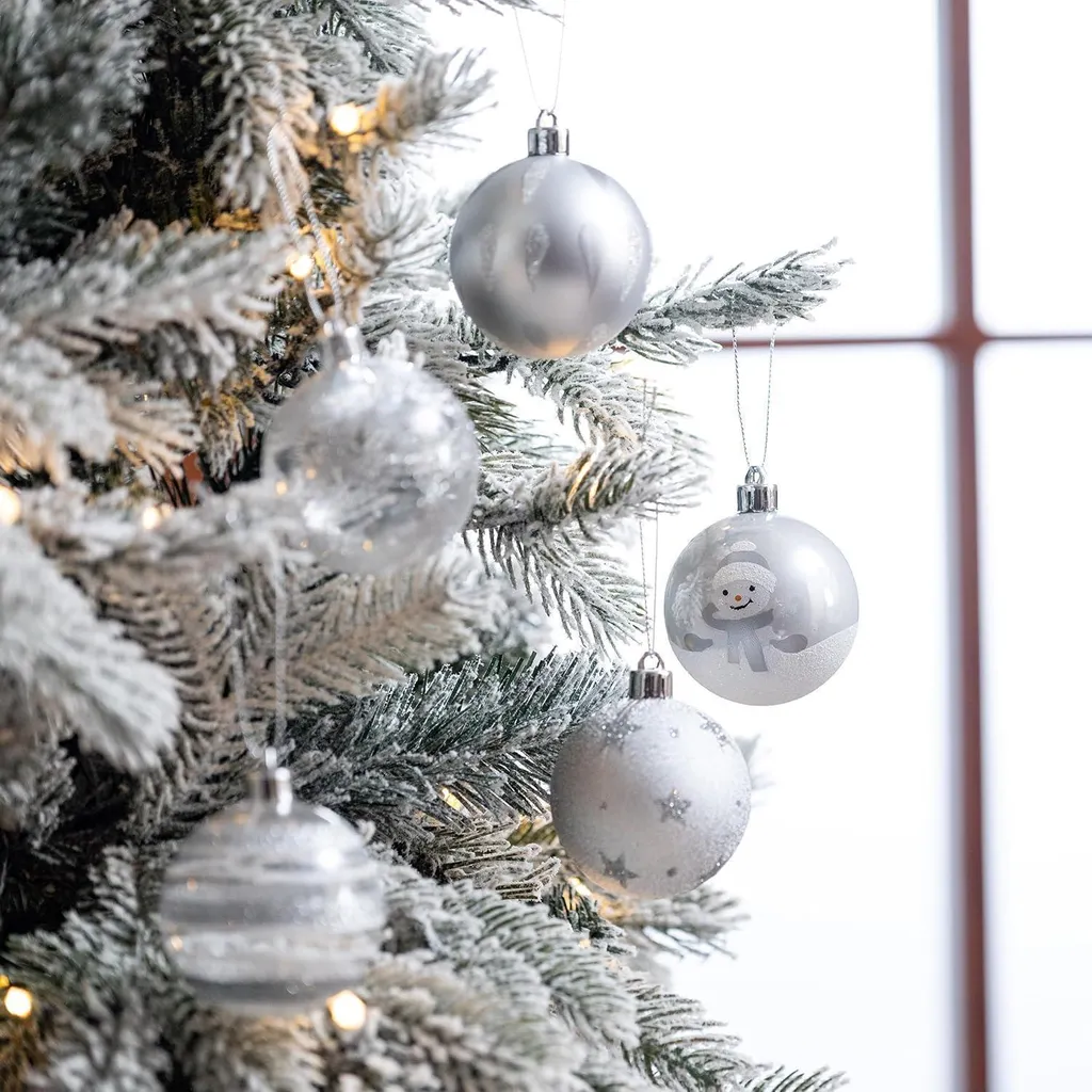 Boules de Noël Décoratives 6cm Argent et Blanc - Coffret de 16 Pièces Chic - 3