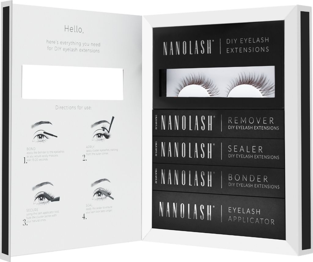 Set zur braune cluster wimpern zur DIY Wimpernverlängerung zu Hause Nanolash INNOCENT