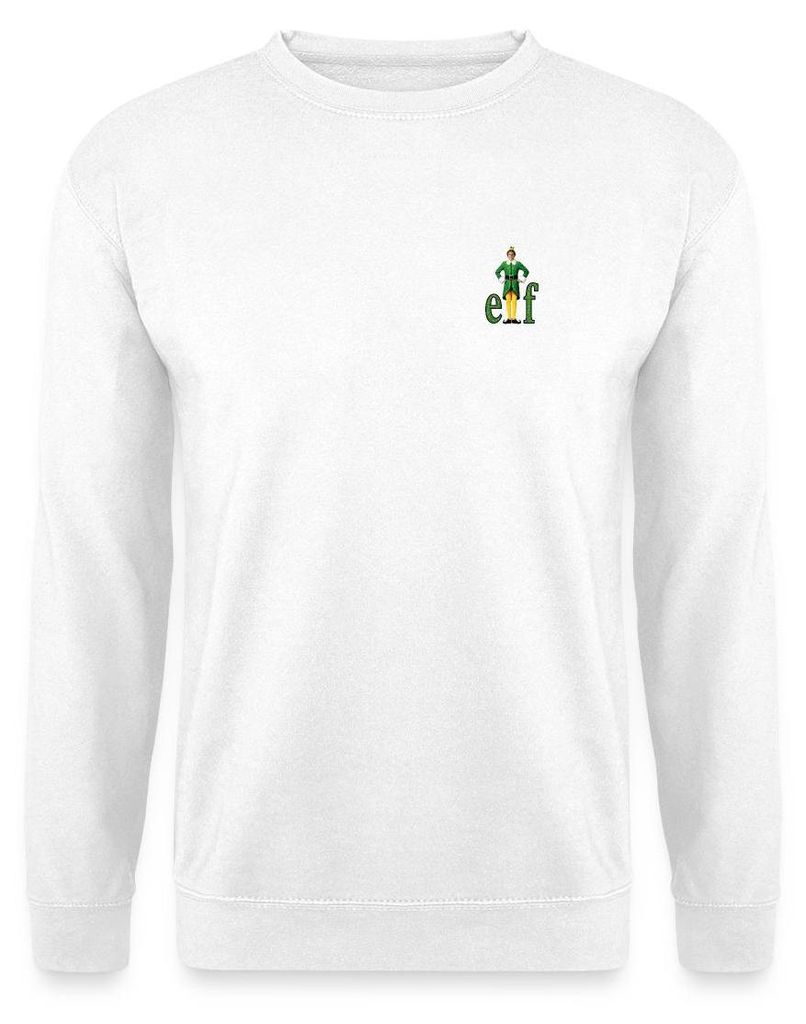 Spreadshirt Buddy Der Weihnachtself Elf Motiv Uni Pullover, M, Weiß