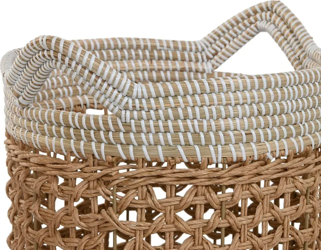 Set de 2 paniers Home ESPRIT blanc naturel en papier et jonc de mer - 2