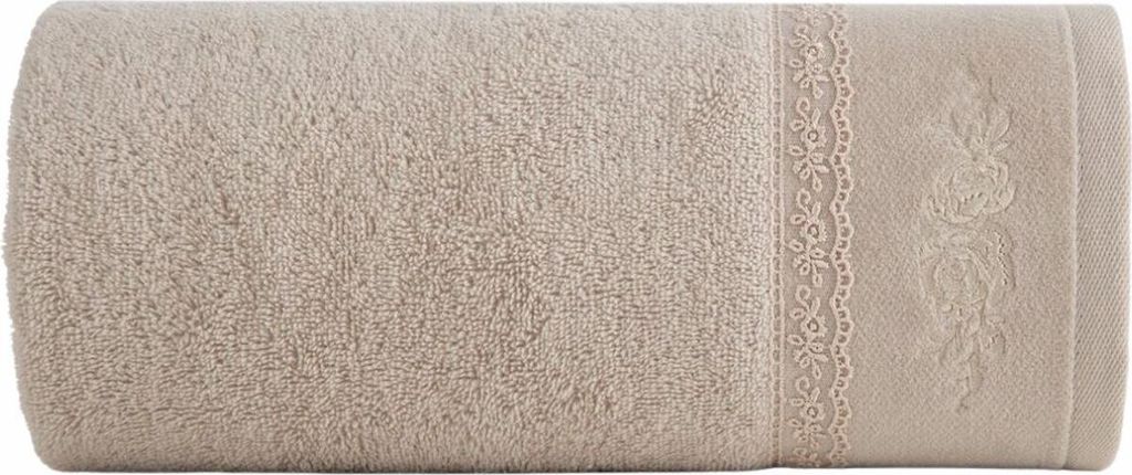 EUROFIRANY | Badetuch - Handtuch - 70 x 140 cm - mit Spitze - beige -Weich
