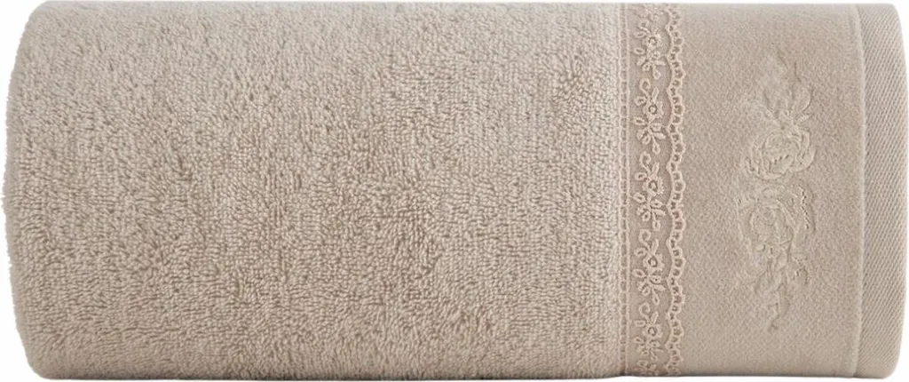 Asciugamano Eurofirany 30x50 cm con Pizzo - Spugna Beige per Bagno Chic