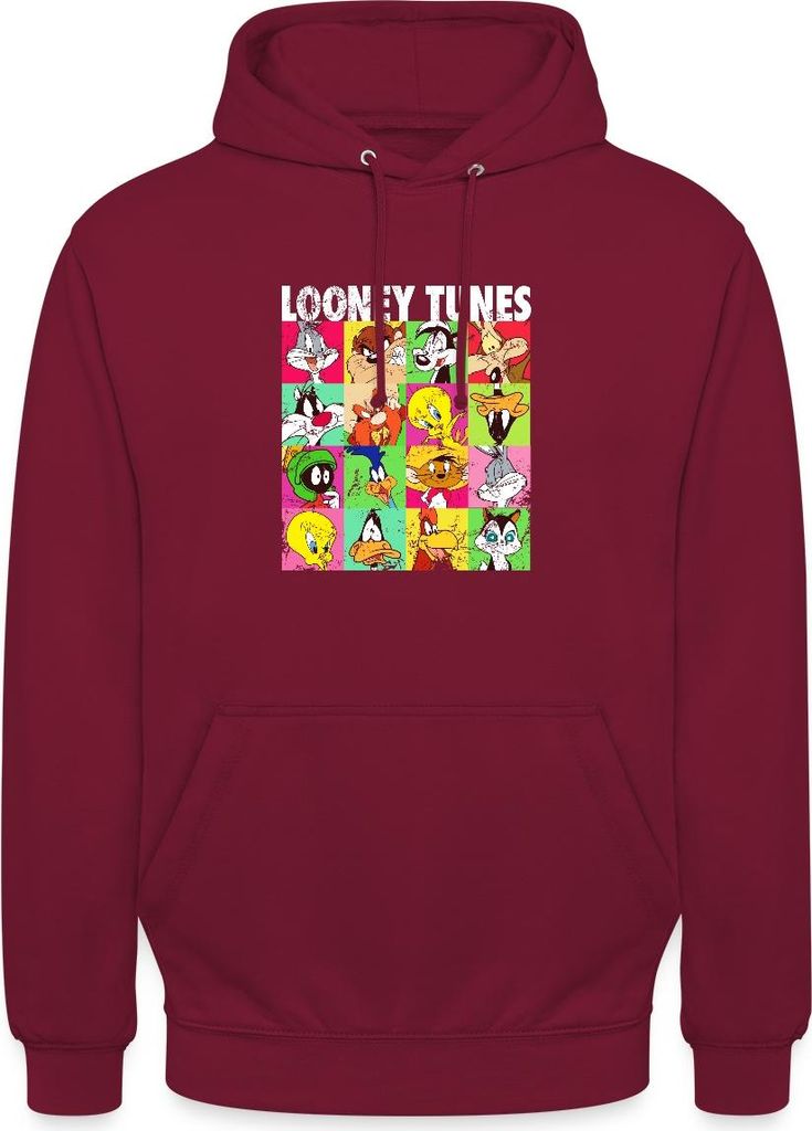 Spreadshirt Looney Tunes Charaktere Kachel Uni Hoodie, S, Bordeaux