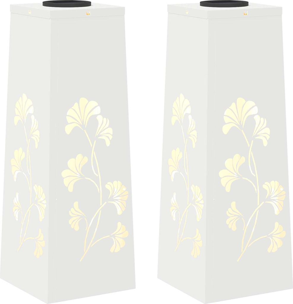 vidaXL Solar LED Weg Licht 2 pcs Weiß Kalt gewalzter Stahl