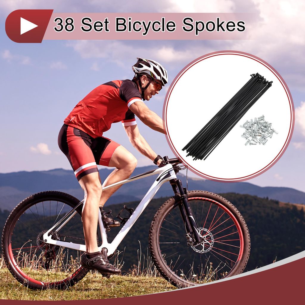 38 Stück 14G Fahrradspeichen 199 mm Fahrradspeichen Kohlenstoffstahl Schwarz