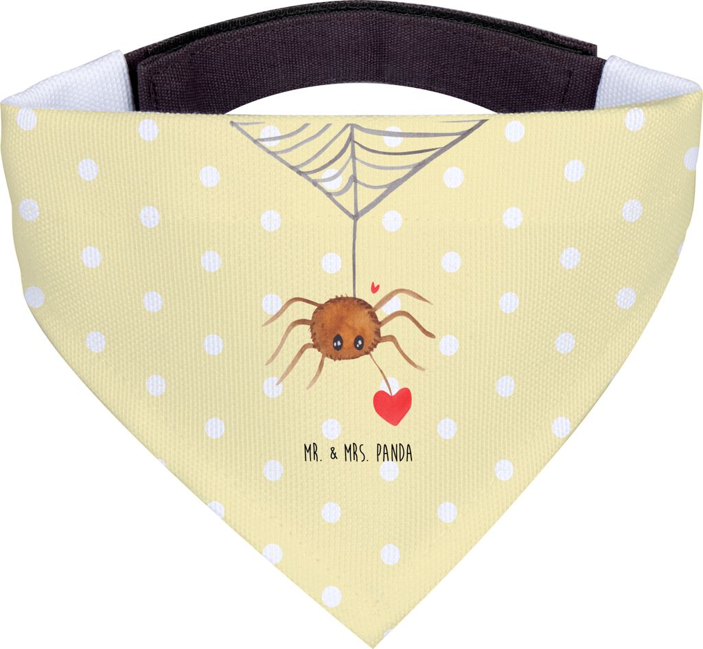 Mr. & Mrs. Panda Bandana Spinne Agathe Liebe - Gelb Pastell - Geschenk, Halstuch Für Hunde, Dreieckstuch, Hund, Hundehalstuch, Liebesgeschenk, Ver...