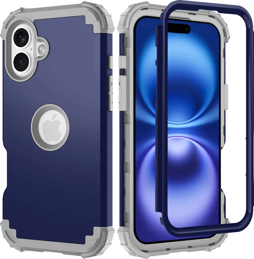 Custodia iPhone 16 Plus Hybrid 3in1 Blu Scuro | Protezione Antiurto PC TPU