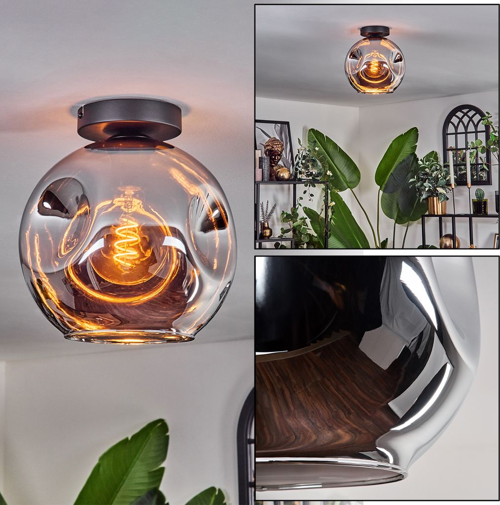Villamare Deckenlampe aus Metall/Glas in Schwarz/Chromfarben