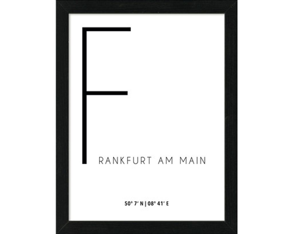 Gerahmtes Bild Frankfurt Letters Koordinaten 33x43 cm