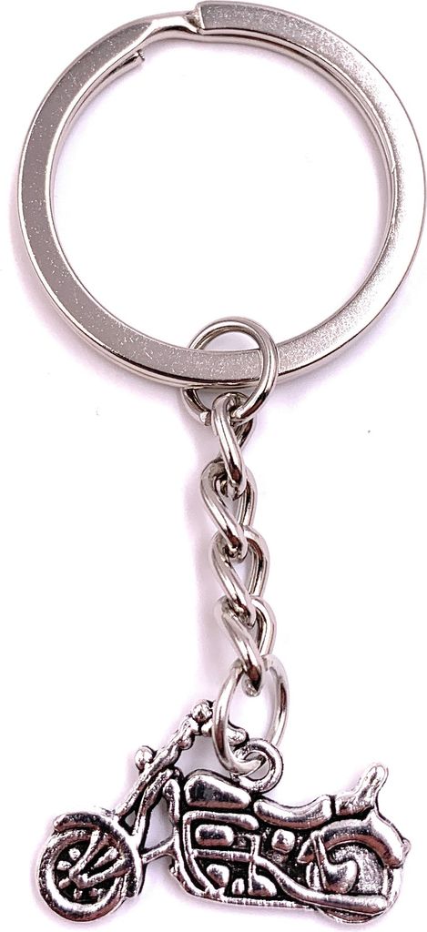 Onwomania Schlüsselanhänger Chopper Motorrad Biker hohes Lenkrad Silber Metall Anhänger Charm