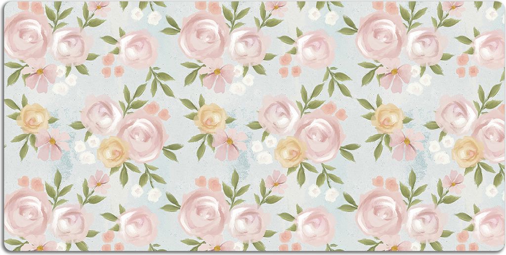 Schreibtischmatte Tischunterlage 90x45 cm Mauspad - Aquarellblumen