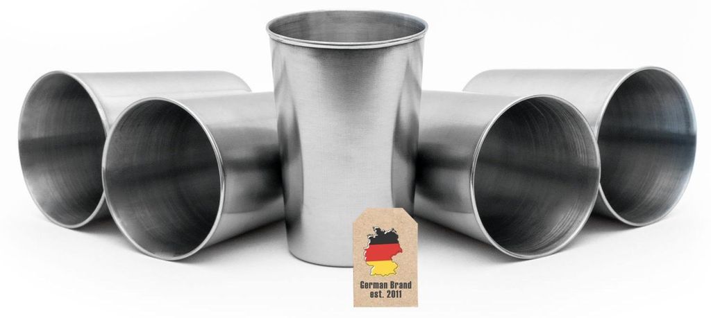 Intirilife 5x Stapelbare Edelstahl Becher in 170 ml - Produktbild 