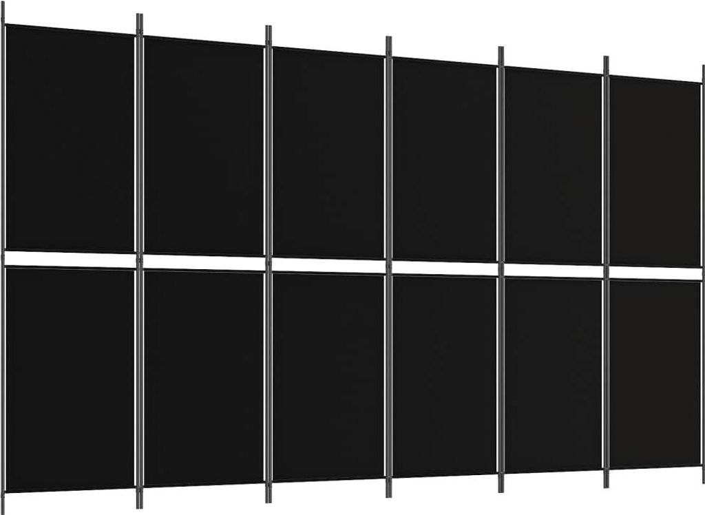 vidaXL 6dílný paraván černý 300x180 cm Látka Obrázek produktu 