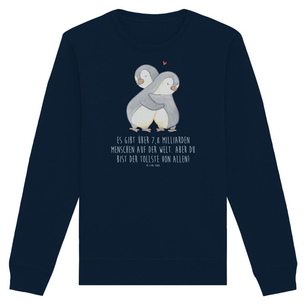 Mr. & Mrs. Panda Organic Pullover Pinguine Kuscheln Größe XL - French Navy - Geschenk, Hochzeitstag, Valentinstag, Bio Baumwoll, Pulli, Sweater, ...