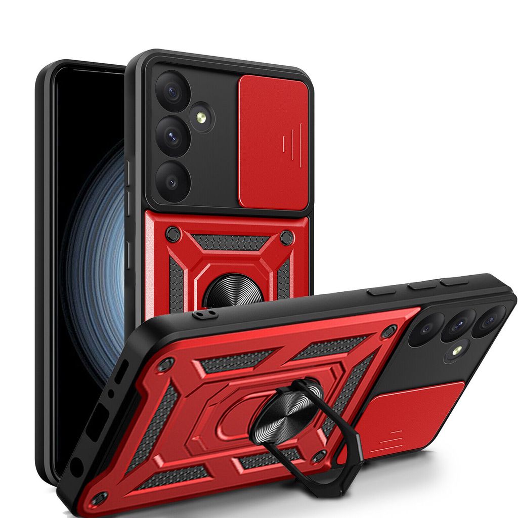 Outdoor Panzer Hülle für Samsung Galaxy A55 mit Kameraschutz Ringhalter Bumper Rot