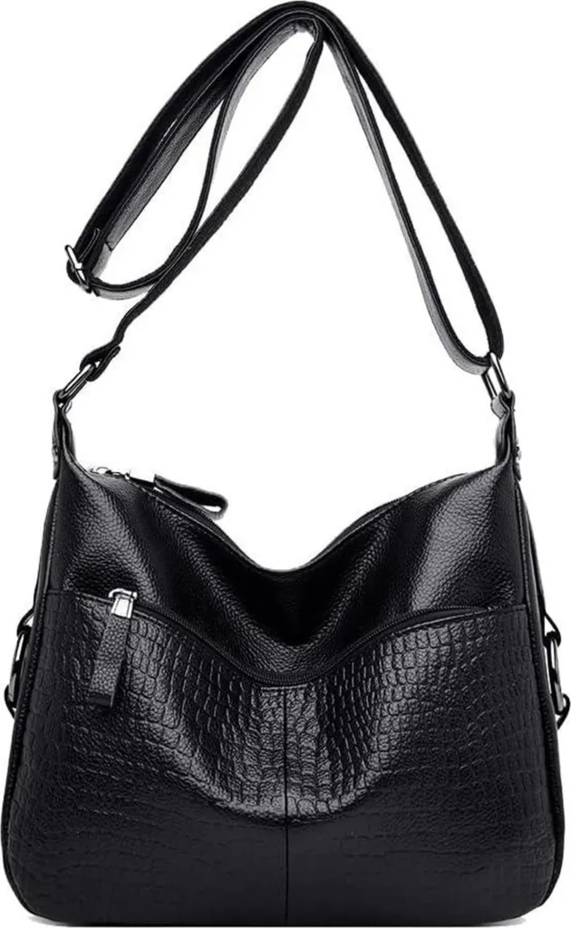 Petit sac à bandoulière noir en cuir synthétique haute résistance