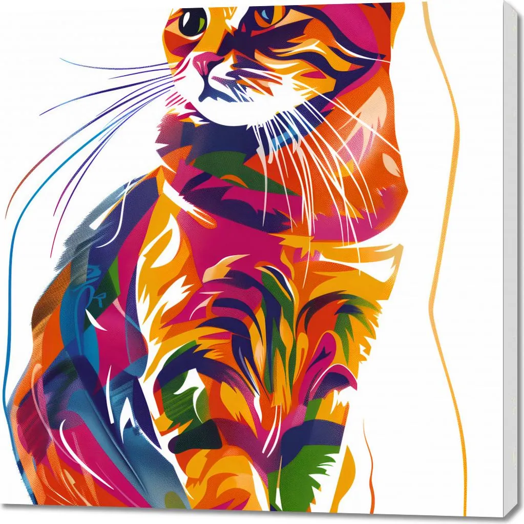 Tableau chat repu image 100x100 cm grand format décoration murale salon