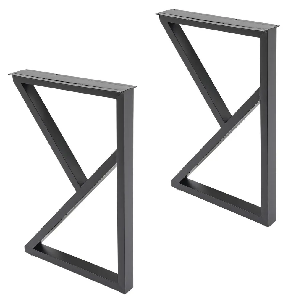 Pieds de table en métal forme K noir lot de 2 support robuste 200kg