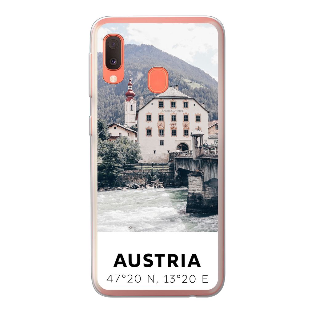 MuchoWow Handyhülle Schutzhülle Hülle für Samsung Galaxy A20e Österreich - Wasser - Alpen Silikon Softcase Handy Hülle - Abdeckung