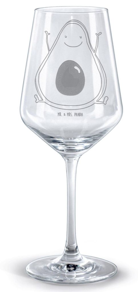 Mr. & Mrs. Panda glas für rotwein Avocado Glücklich - Transparent - Geschenk, Freude, graviertes Weinglas, Rotweinglas mit Gravur, graviert, Fruc...
