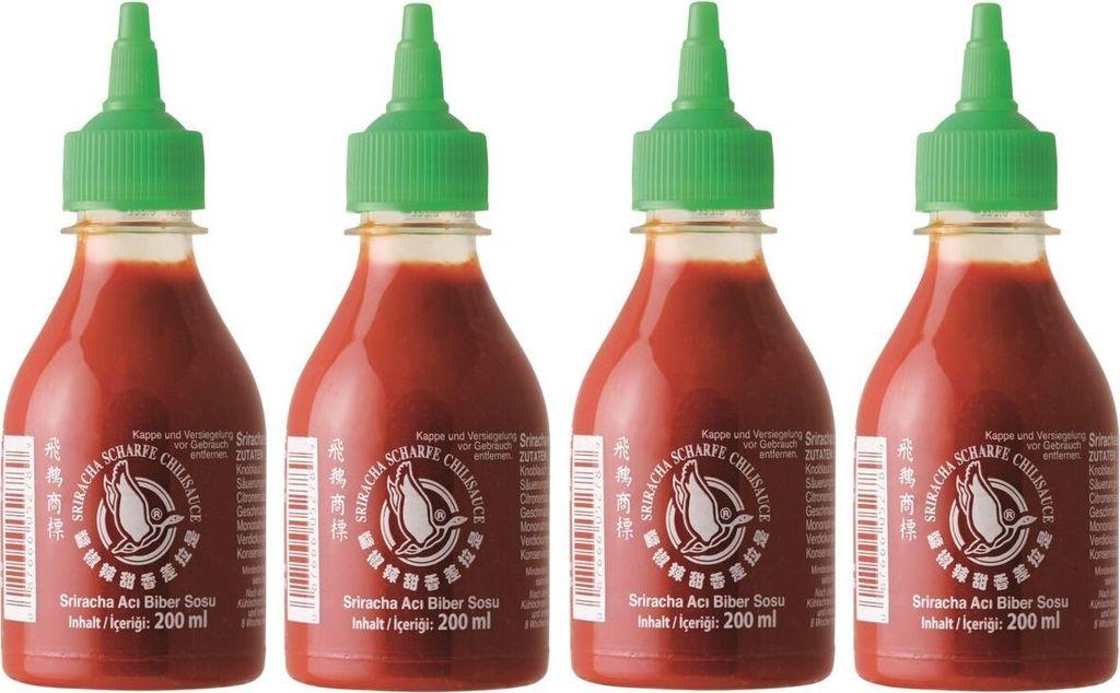 Flying Goose Sriracha scharfe Chilisauce (4x 200ml) | Hot Chilli Sauce