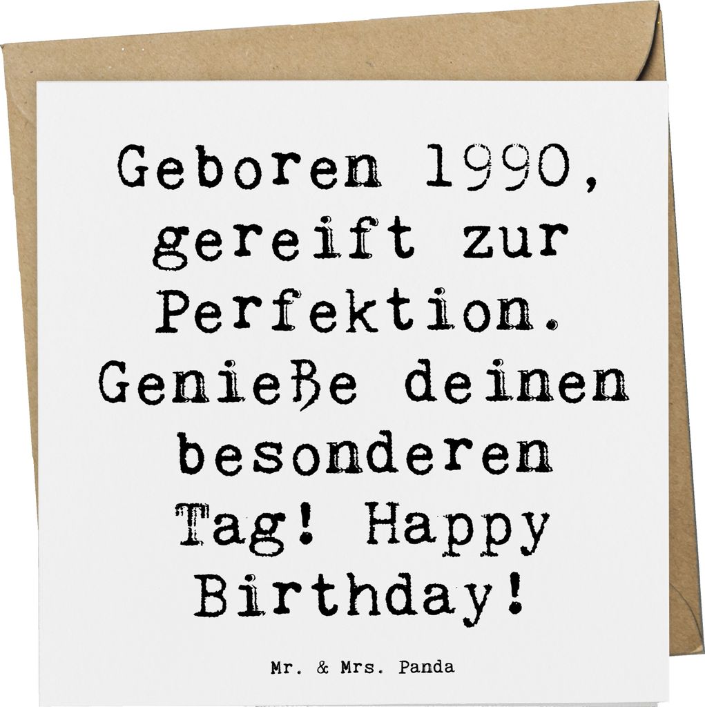 Mr. & Mrs. Panda Grußkarte Spruch 1990 Geburtstag - Weiß - Geschenk, Happy Birthday, Klappkarte, Alter, doppelkarte, Jubiläum, Lebensfreude, Geb...