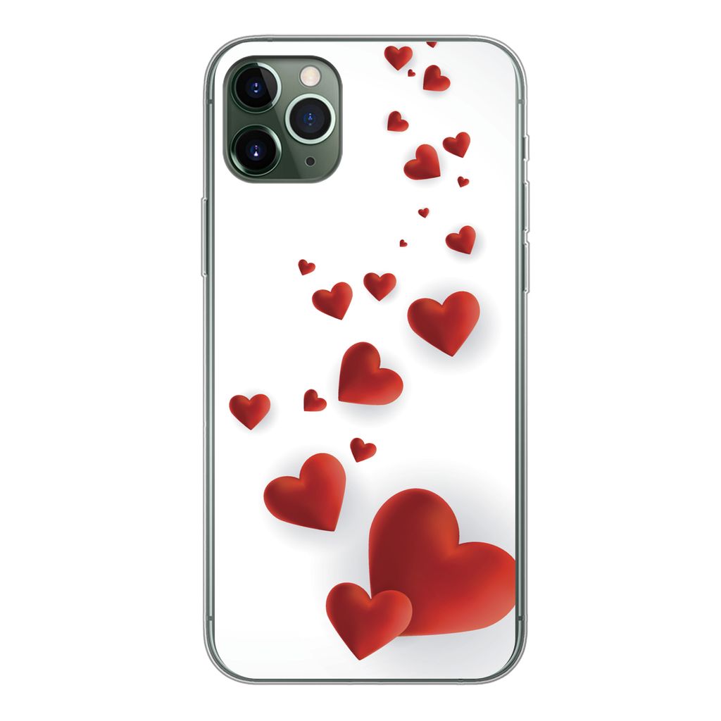 MuchoWow Handyhülle Schutzhülle Hülle für iPhone 11 Pro Max Eine Illustration eines Pfades der Herzen Silikon Softcase Handy Hülle - Schutz
