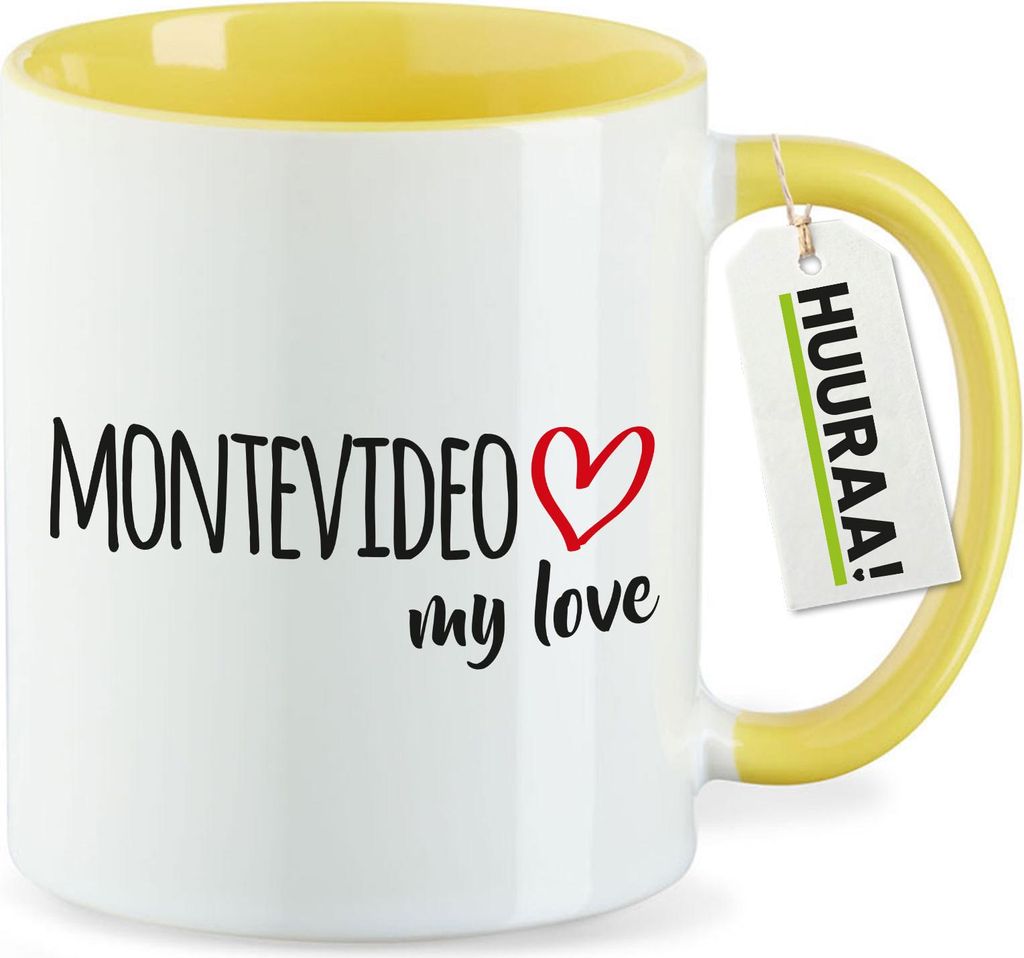 Huuraa Kaffeetasse Montevideo my love 330ml Gelb Keramik Kaffeebecher Geschenkidee