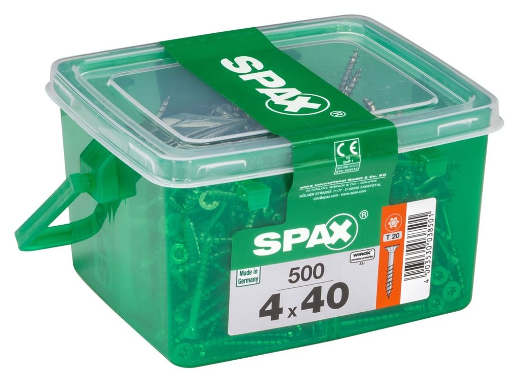 Set 500 viti SPAX Torx in acciaio a testa svasata, Diam.4 Immagine del prodotto 