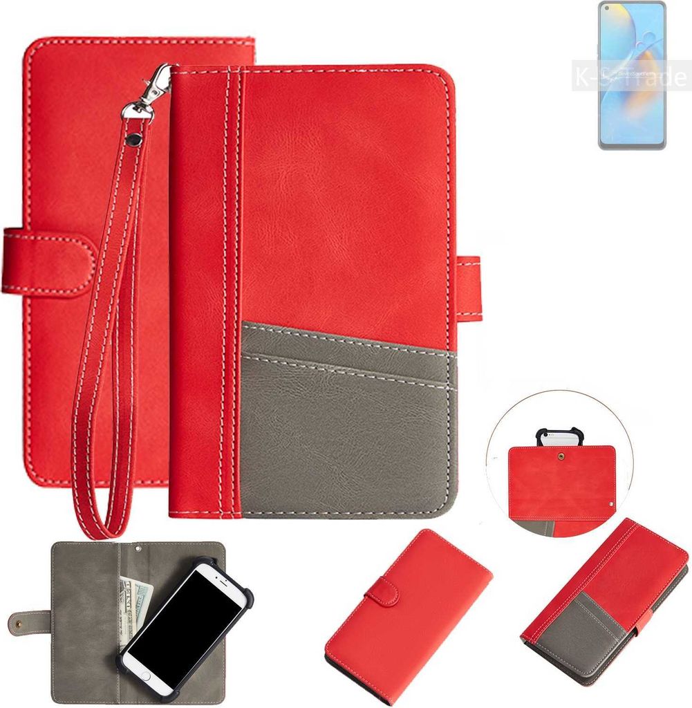 K-S-Trade Handy Schutzhülle für Oppo F19 Hülle Portemonnee Brieftasche Klapphülle Kartenfächer Flip Wallet Case Etui