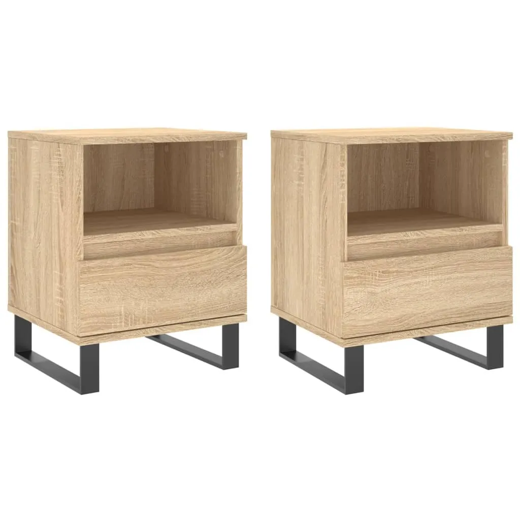 SYFAX™ Comodini 2pz Rovere Sonoma 40x35x50 cm in Legno Multistrato