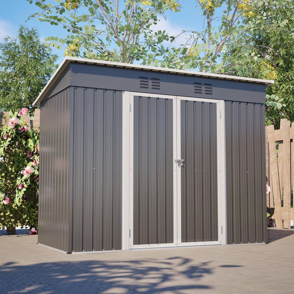 Metall Gartenhaus Gerätehaus mit Pultdach Fundament Produktbild 