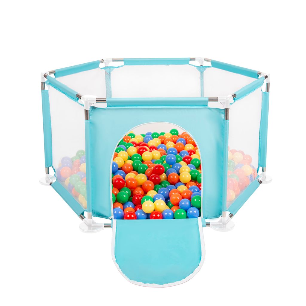 Selonis Laufstall Baby Sechseckiger mit 900 Bunte bälle ∅6cm - Indoor spielplatz Für Kinder Bälle für Bällebad Laufgitter faltbar Plastikbä...