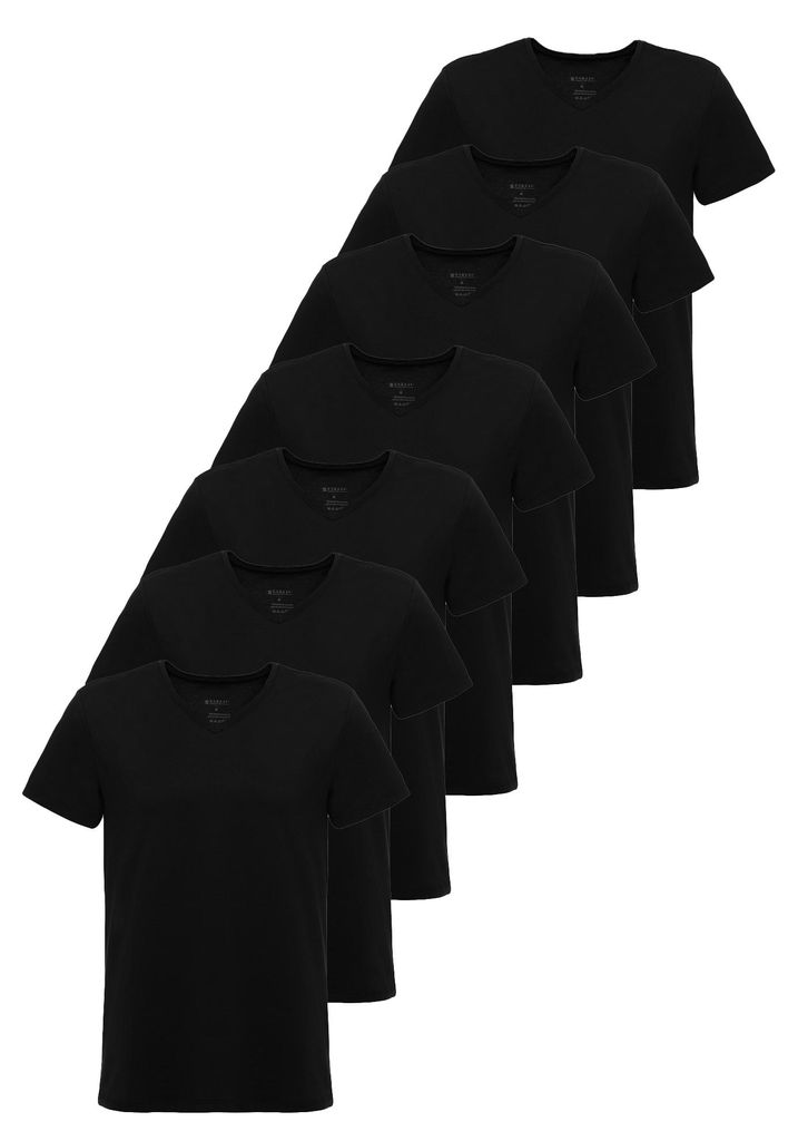 Tazzio Herren T-Shirt V-Ausschnitt 7er-Pack E107 (Schwarz, L)