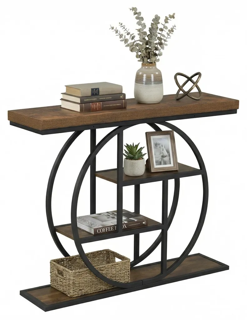 Table derrière le canapé longue et étroite pour salon et petit couloir
