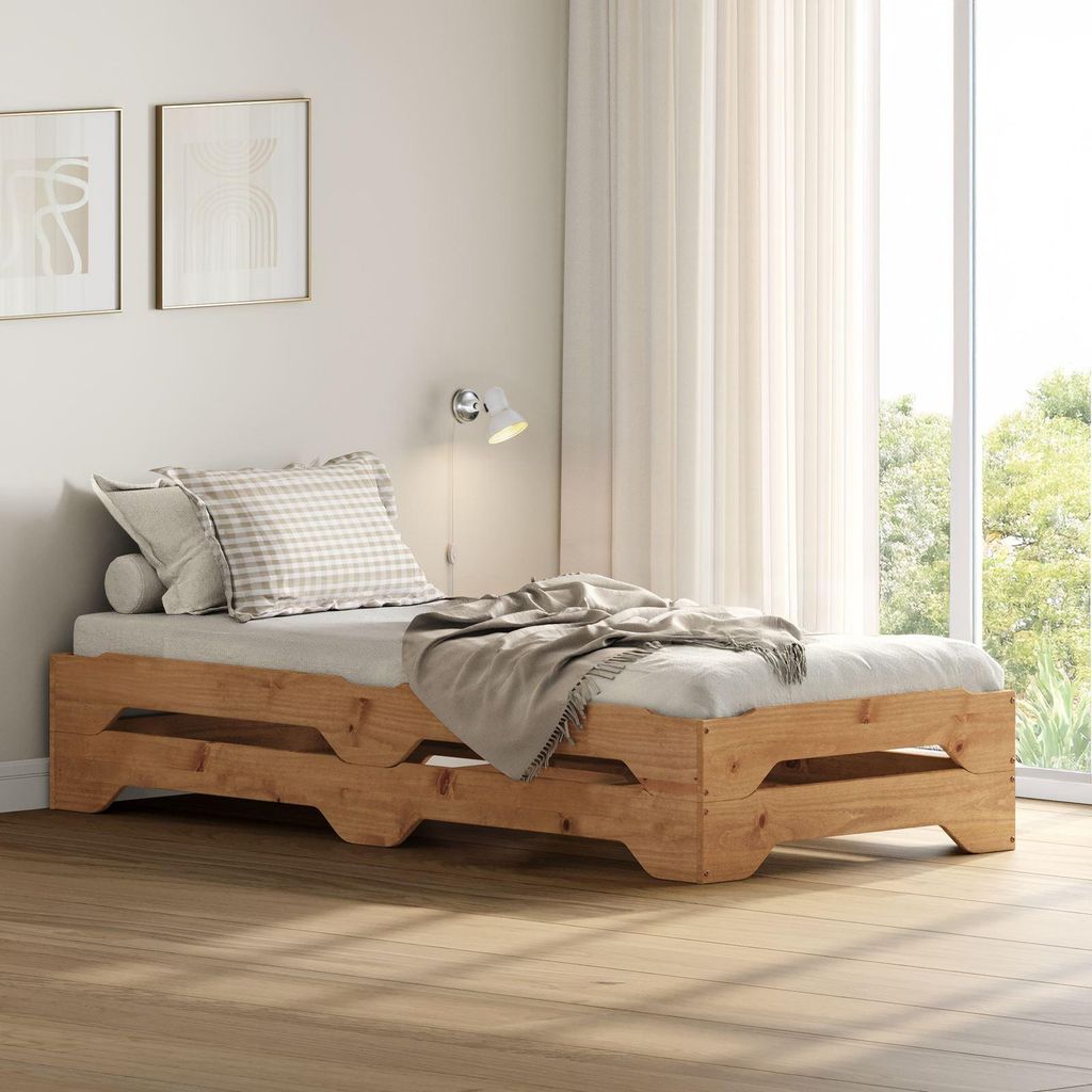 Stapelbett 2er Set Gästebett RONNY Einzelbett Stapelliege Produktbild 