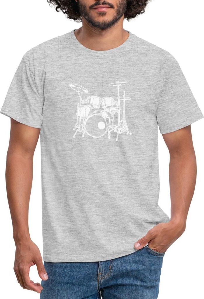 Spreadshirt Schlagzeug Drummer Rock Musik Männer T-Shirt, 3XL, Grau meliert