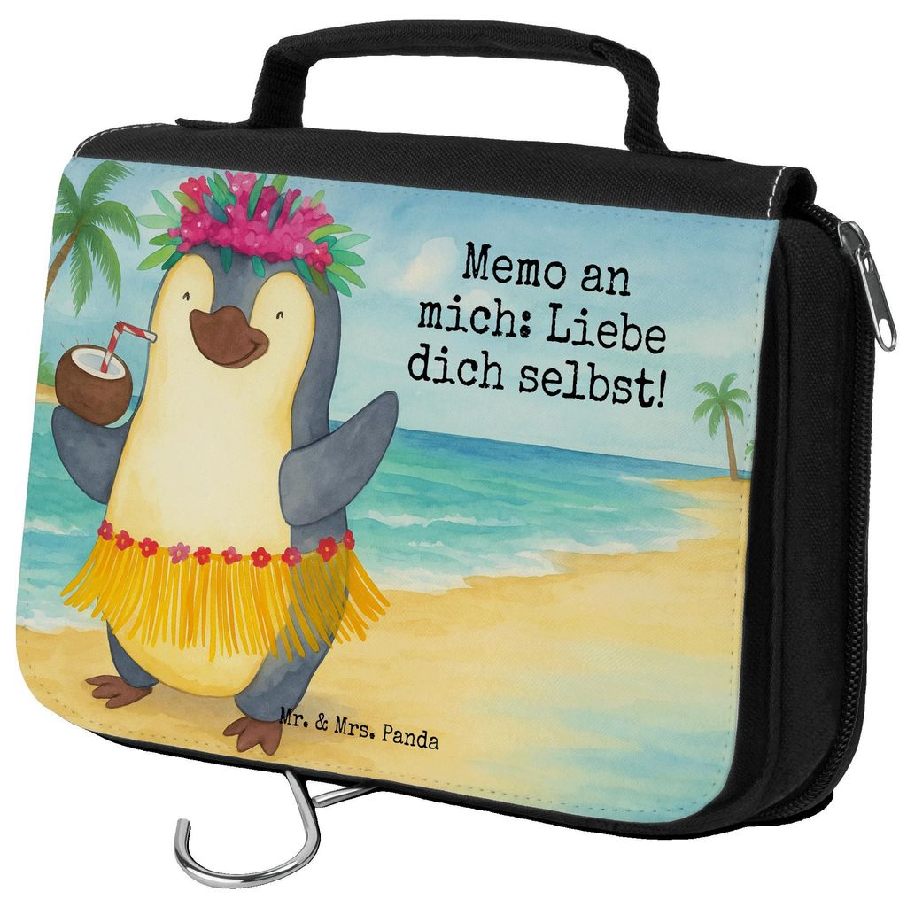 Mr. & Mrs. Panda Kosmetiktasche Pinguin Kokosnuss Design - Weiß - Geschenk, duschbeutel, Hawaii, Kulturbeutel, glücklich, Pinguine, Ferien, Make-...
