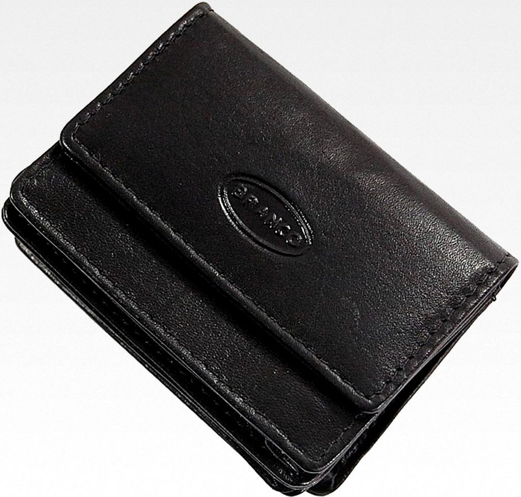 Leder Münzbörse Minibörse kleines Portemonnaie Geldbörse (Schwarz)