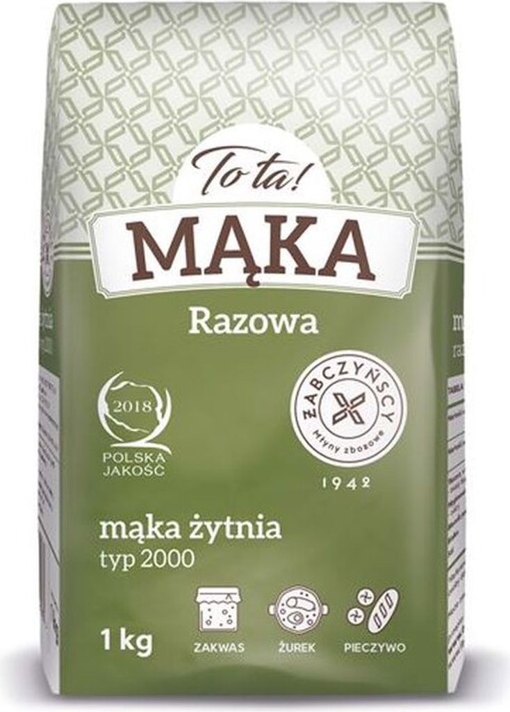A bag of rye flour with product information and branding.