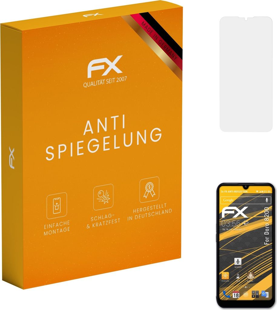 atFoliX FX-Antireflex 3x Schutzfolie kompatibel mit Doro 8200 Displayfolie
