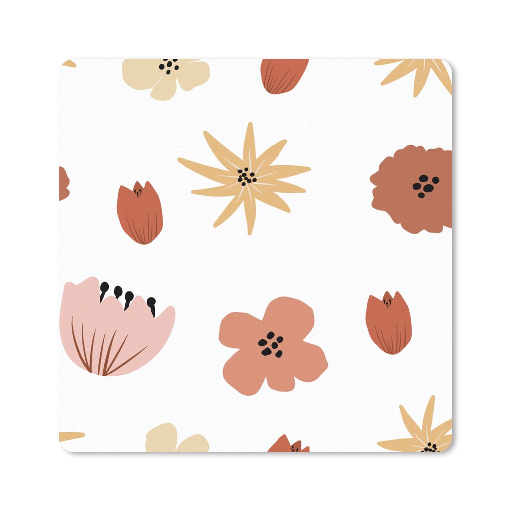 MuchoWow Mauspad Mousepad Blumen - Weiß - Abstrakt - Muster 30x30 cm - Mousepads - Maus Mat - Pad - Mausunterlage - Gaming