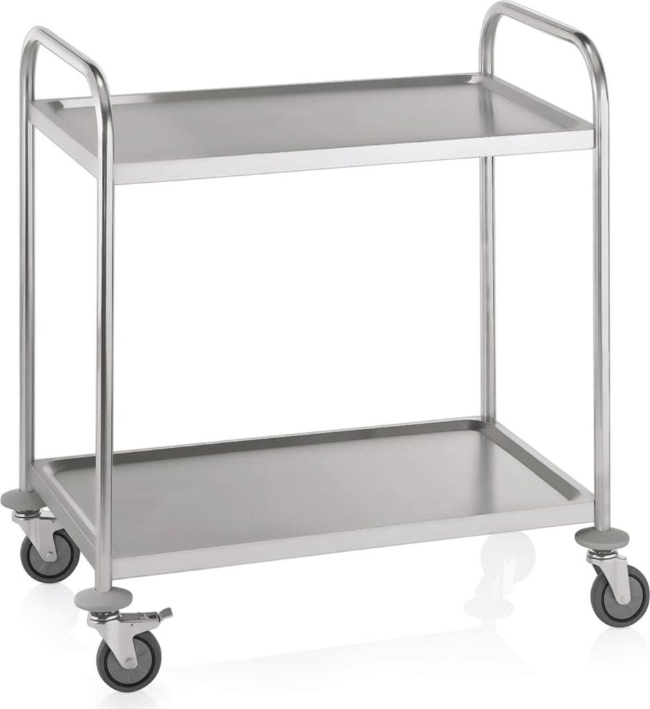 Servierwagen, Küchenwagen, Barwagen, Getränkewagen - mit 2 Borden, 85x53x95 cm, Edelstahl