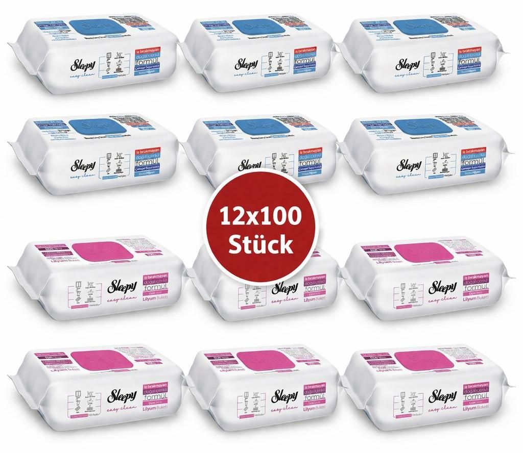 Sleepy Easy Clean Oberflächenreinigungstücher – 6x100 Lilium + 6x100 Blau | Staubmagnet