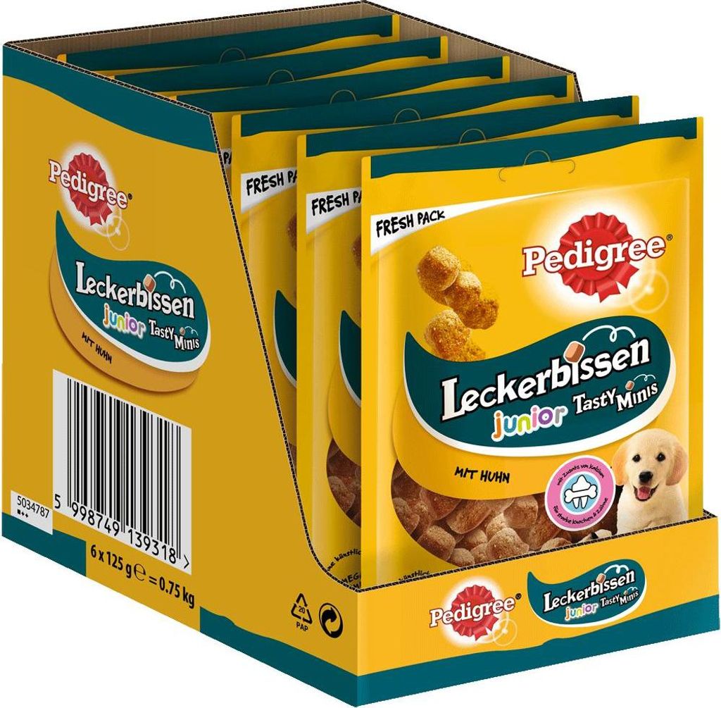 PEDIGREE® Smakołyki Tasty Minis Junior Torebki z kurczakiem Zdjęcie produktu 
